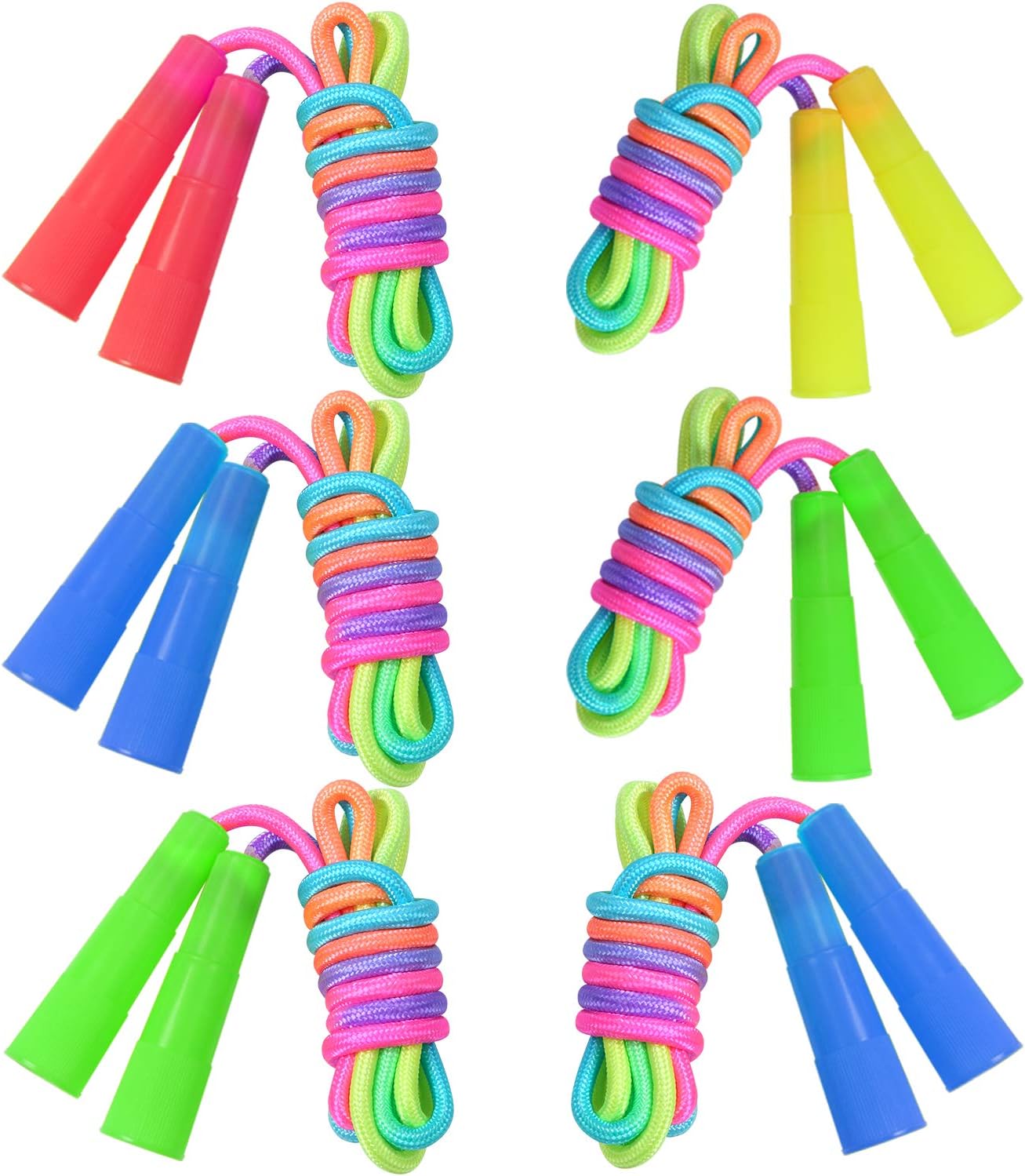 Elcoho 6 Pack Rainbow Jump Rope Set Jumping Ropes Physical Education Skipping Rope